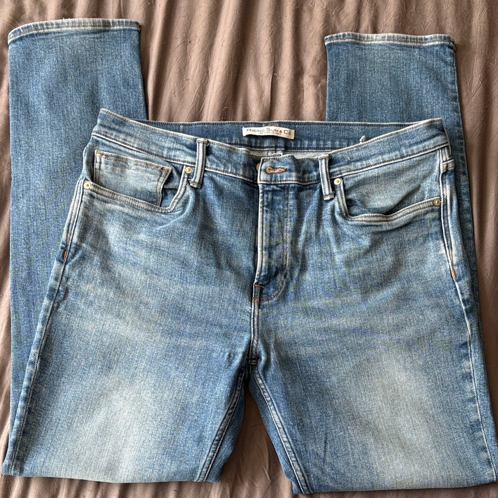 Rising Sun and Co. slim fit jeans size 38. 

Classic Blue Denim Jeans